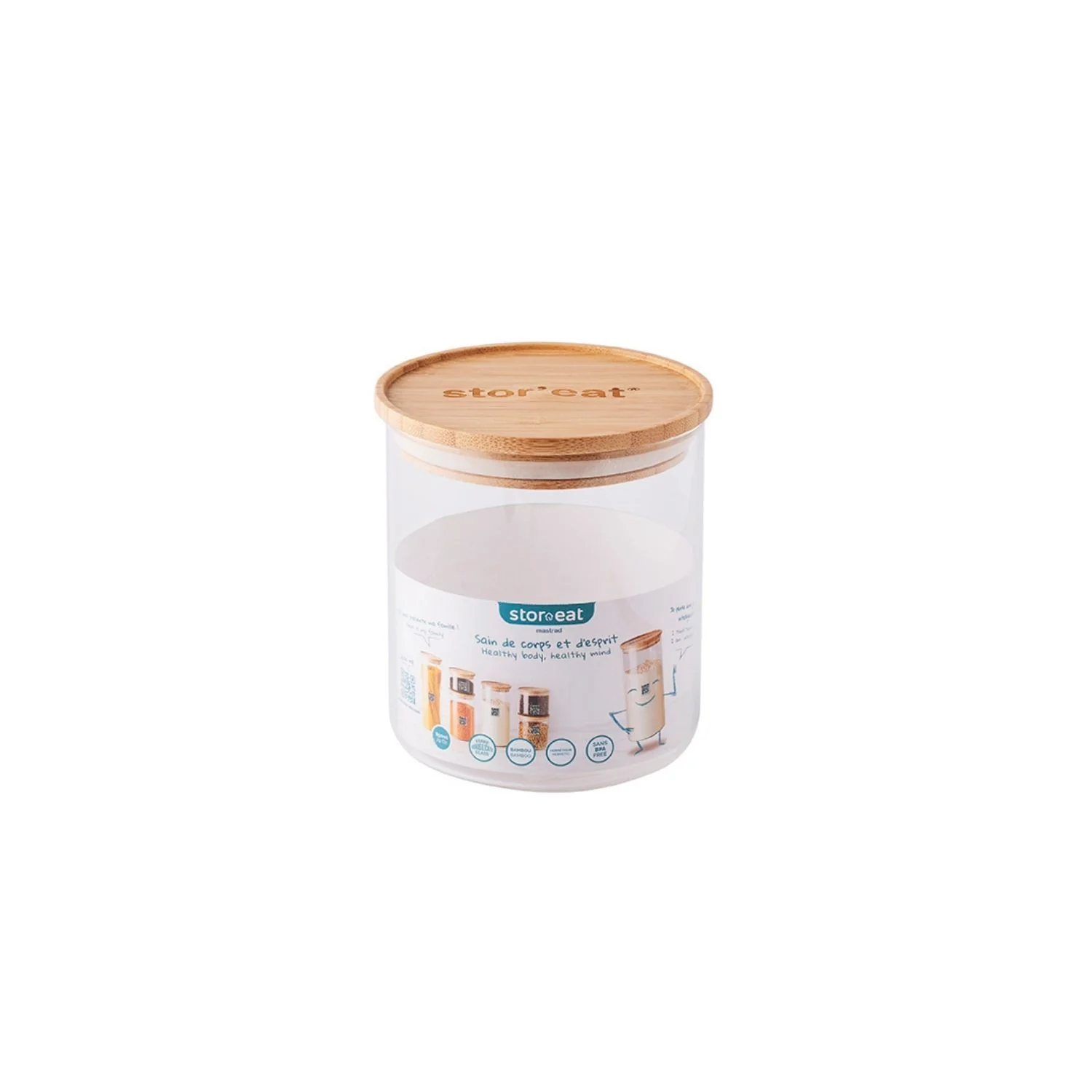 Bocaux ronds en verre avec couvercle en bambou - Stor'eat - Image 10