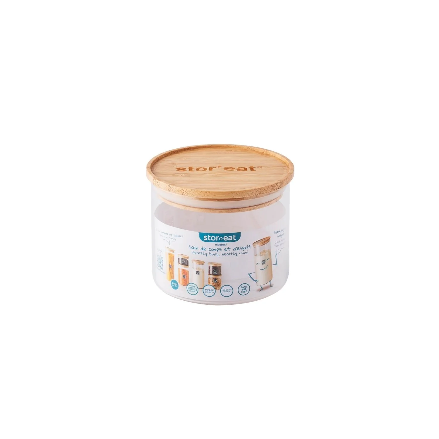 Bocaux ronds en verre avec couvercle en bambou - Stor'eat - Image 13