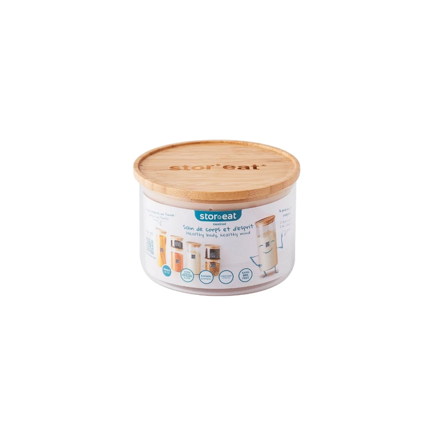 Bocaux ronds en verre avec couvercle en bambou - Stor'eat - Image 8