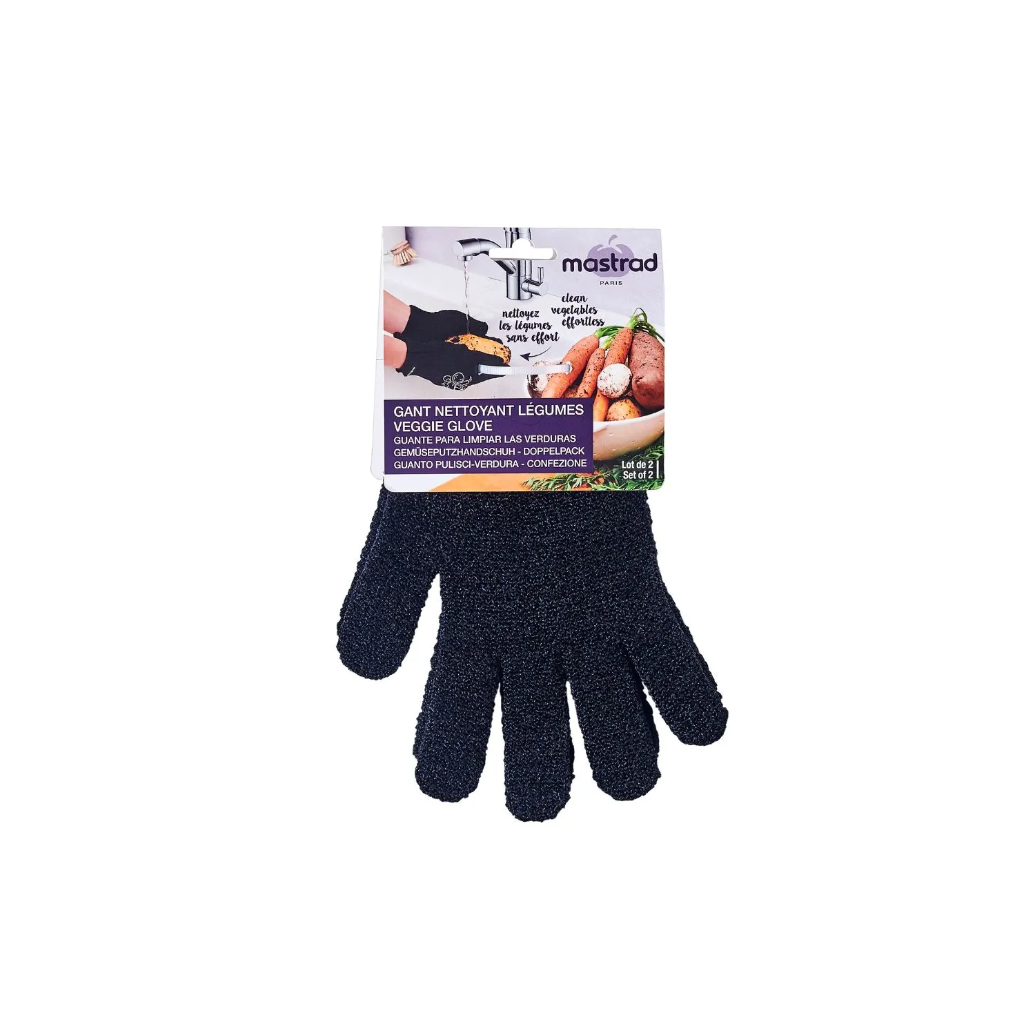 Gant pour nettoyer les légumes - Lot de 2 - Noir - Image 3