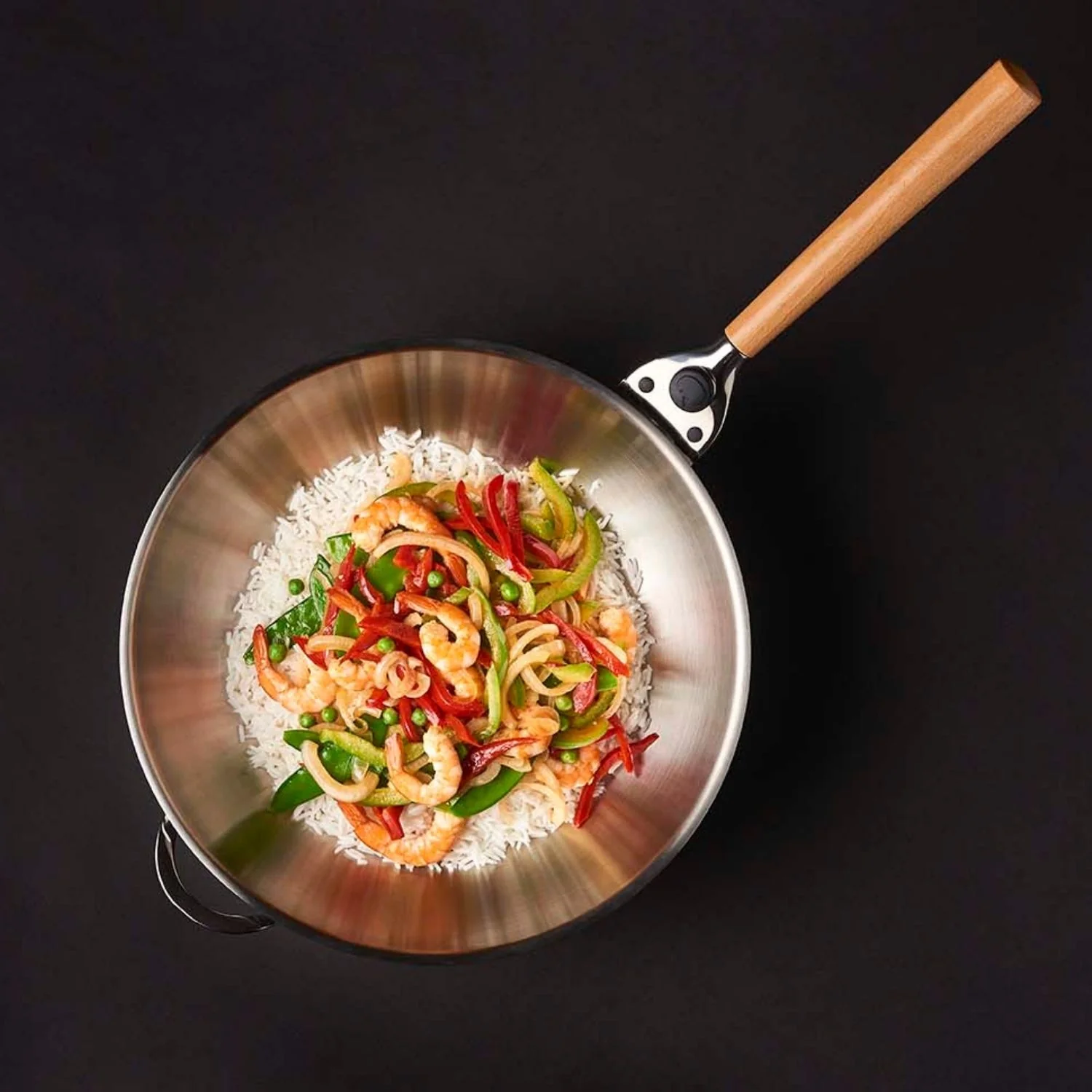 Wok de cuisine - Couverlce et poignée - 4,2L - Inox - 32 cm - Tous Feux - O'Wok Gourmet - Image 6